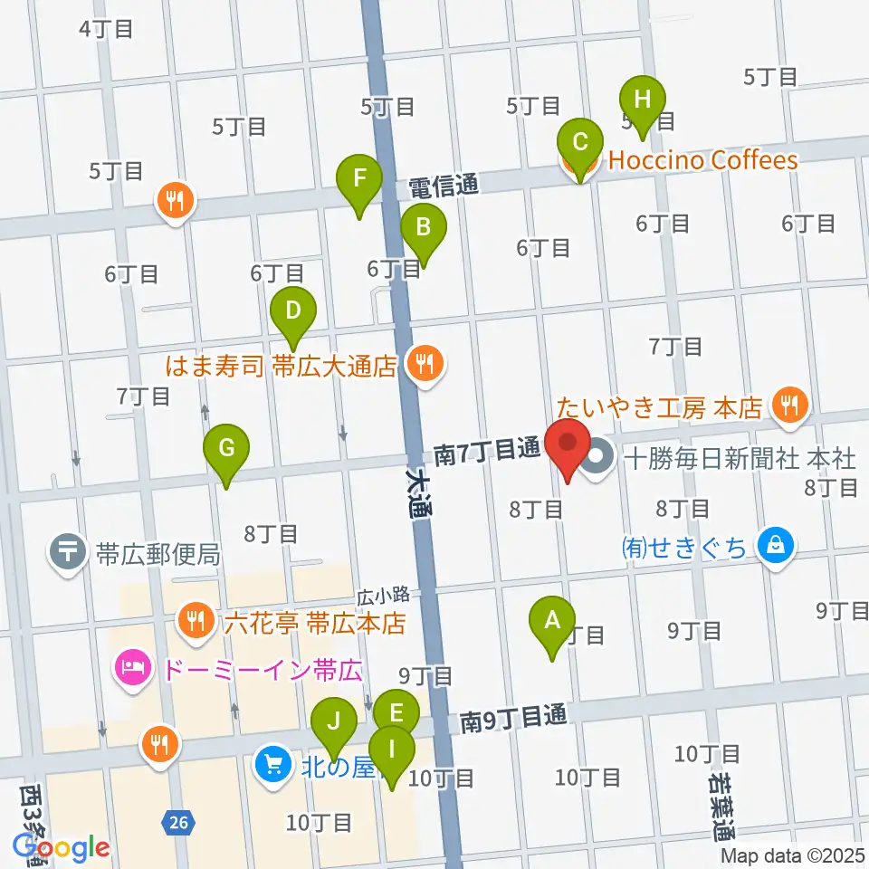 JAGA エフエムおびひろ周辺のカフェ一覧地図