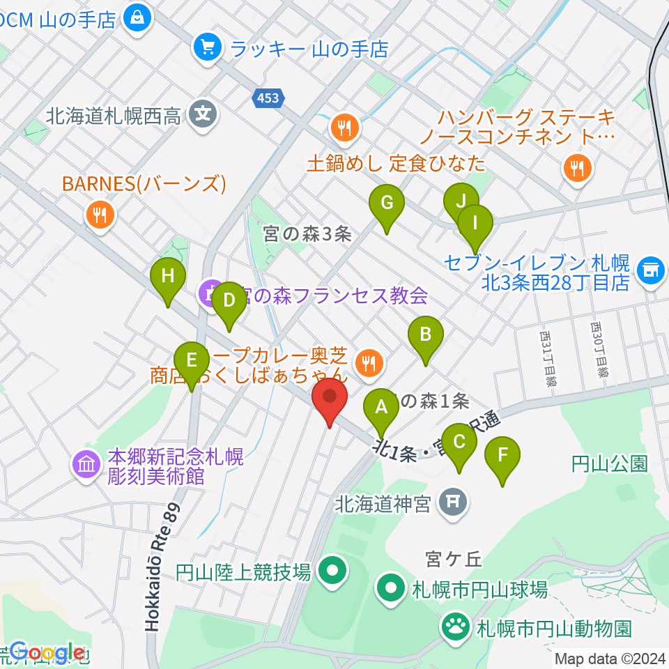 ラジオカロスサッポロ周辺のカフェ一覧地図