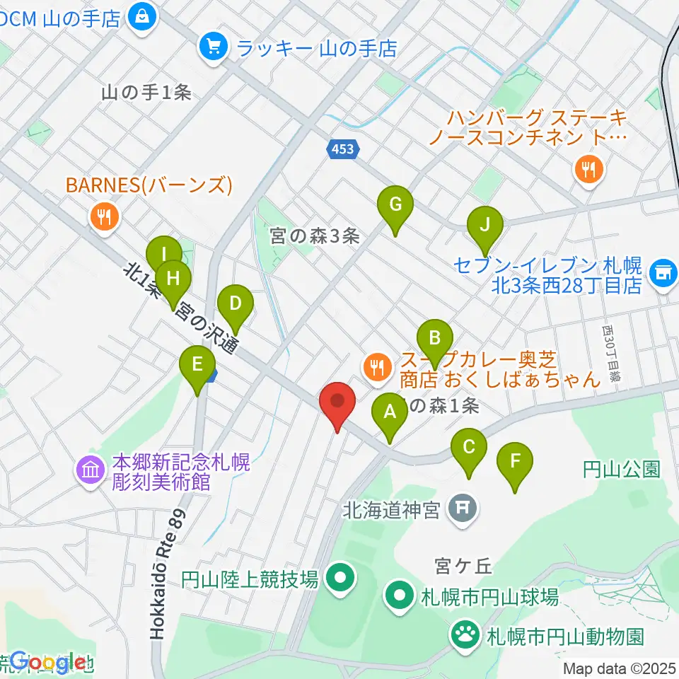 ラジオカロスサッポロ周辺のカフェ一覧地図