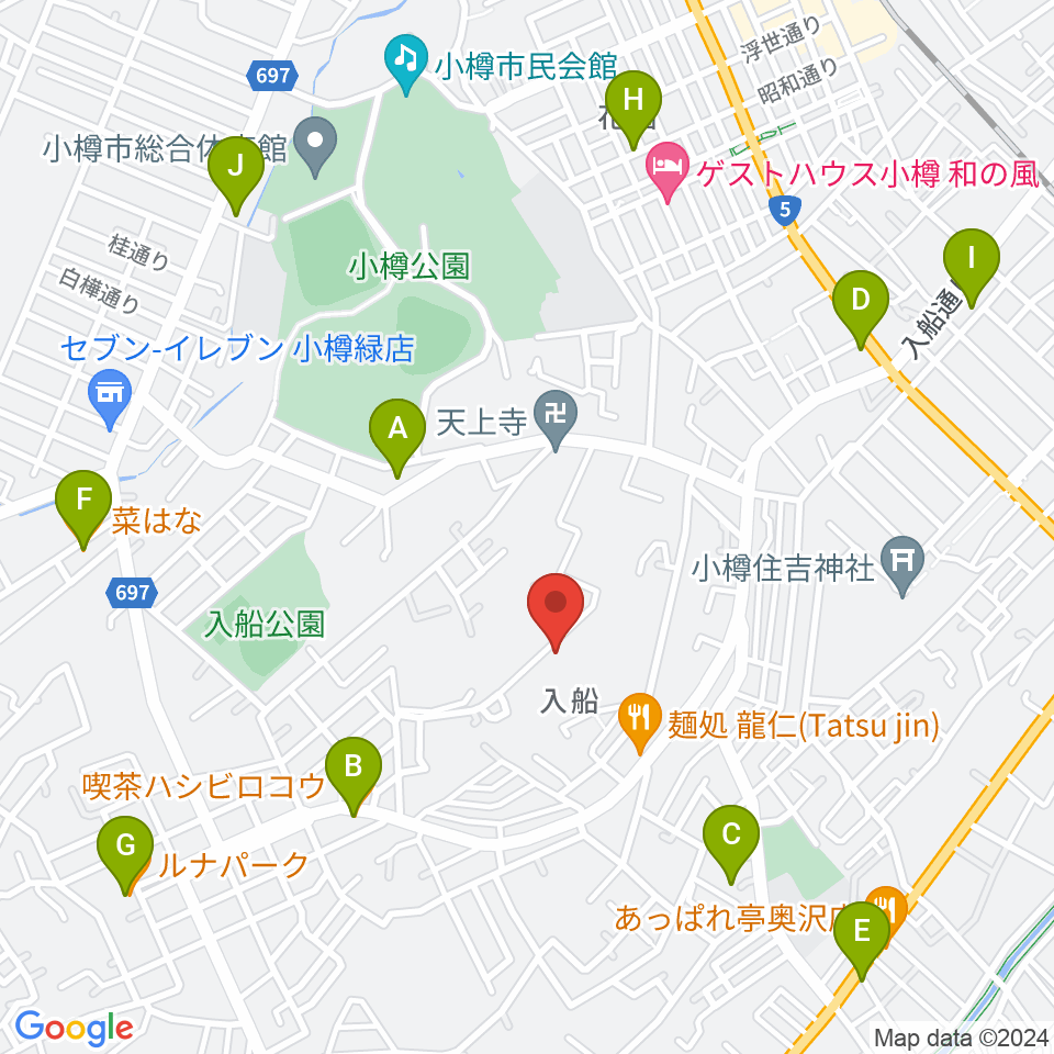 FMおたる周辺のカフェ一覧地図