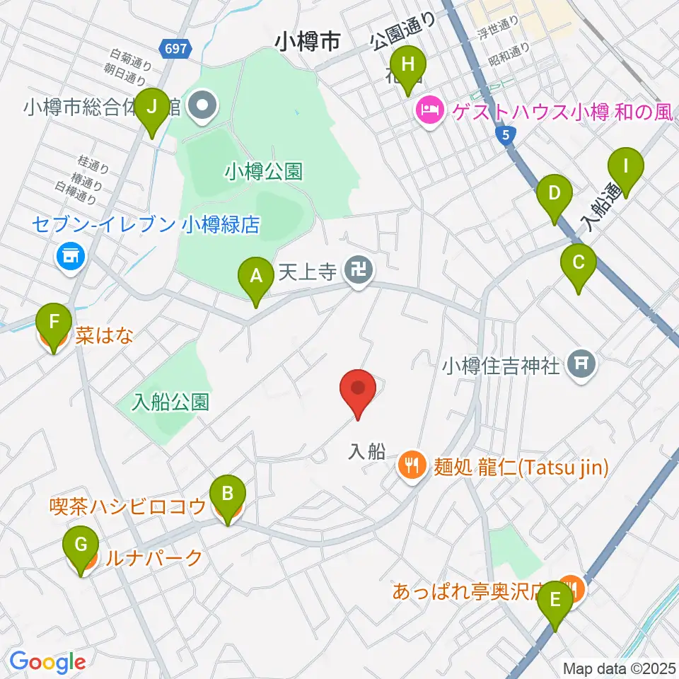 FMおたる周辺のカフェ一覧地図