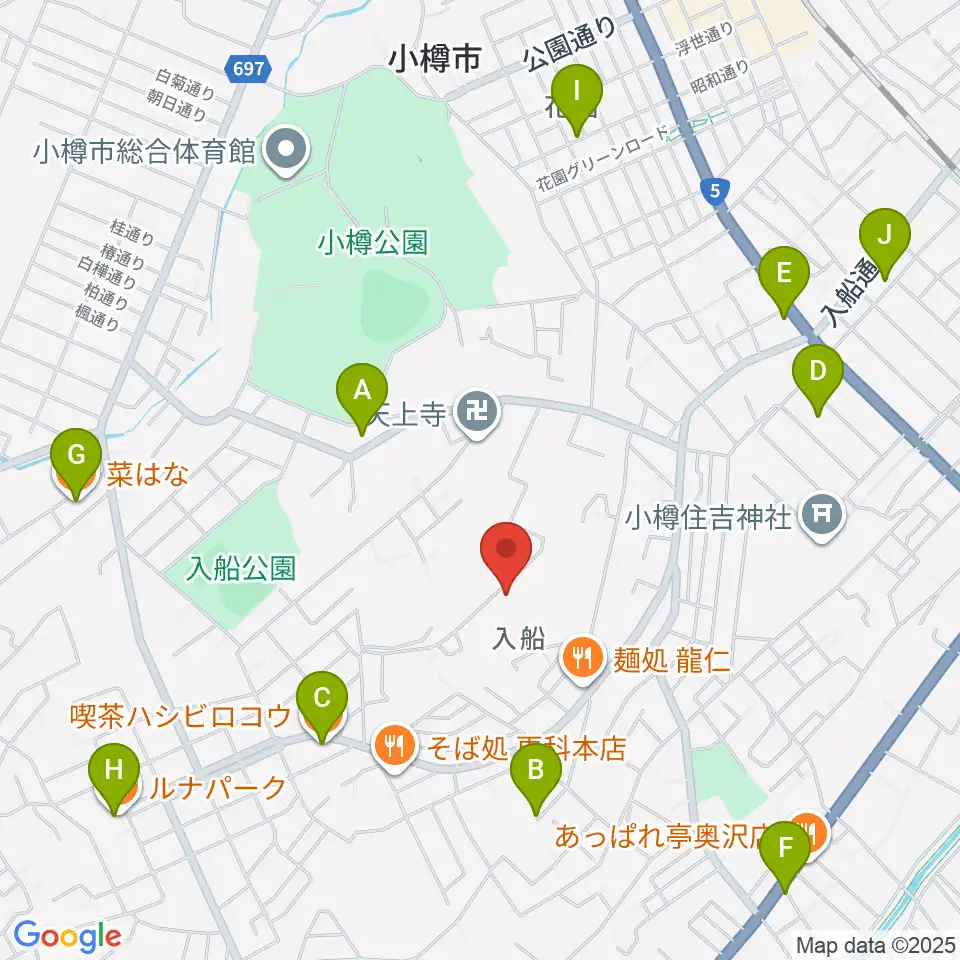 FMおたる周辺のカフェ一覧地図