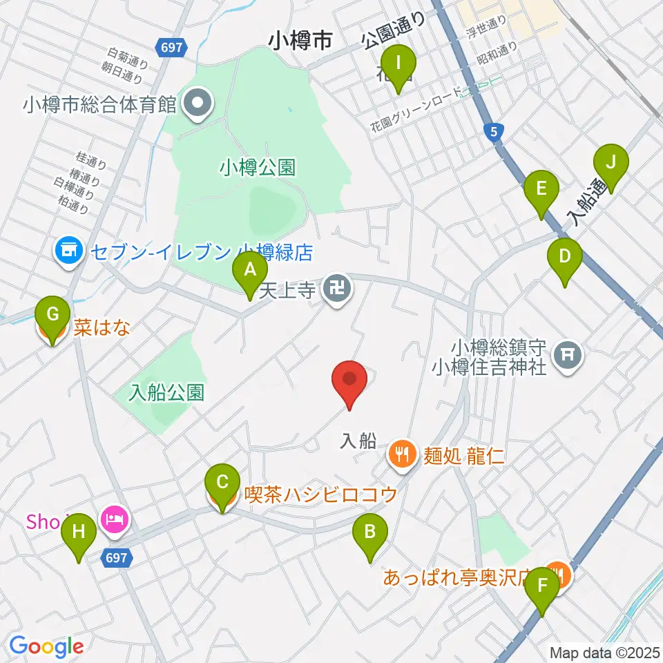 FMおたる周辺のカフェ一覧地図