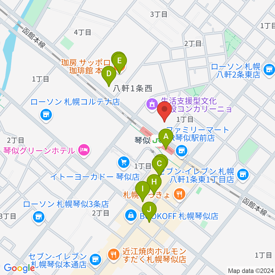 三角山放送局周辺のカフェ一覧地図