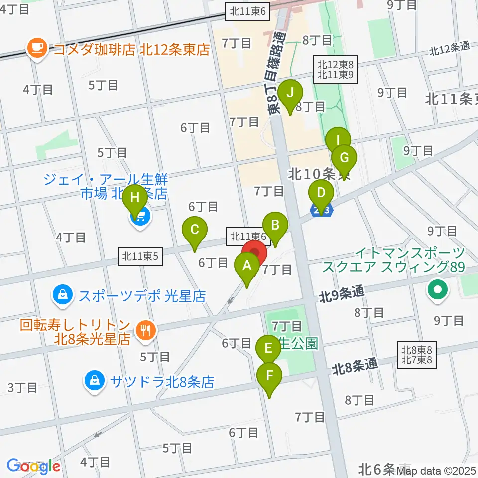 さっぽろ村ラジオ周辺のカフェ一覧地図