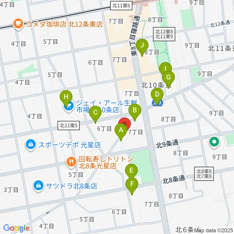 さっぽろ村ラジオ周辺のカフェ一覧地図