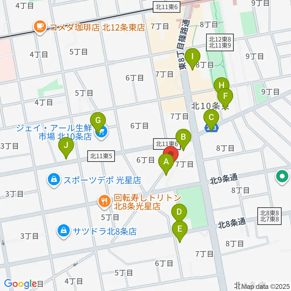 さっぽろ村ラジオ周辺のカフェ一覧地図