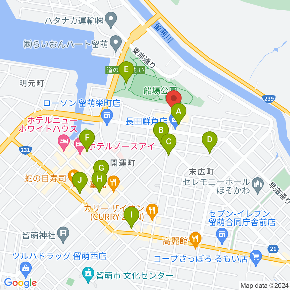 エフエムもえる周辺のカフェ一覧地図