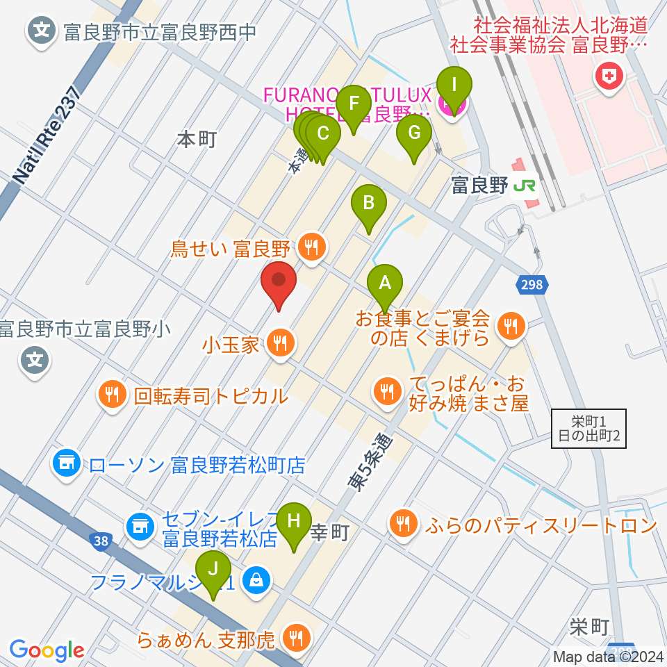 ラジオふらの周辺のカフェ一覧地図