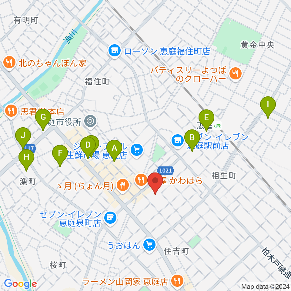 e-niwa（いーにわ）周辺のカフェ一覧地図