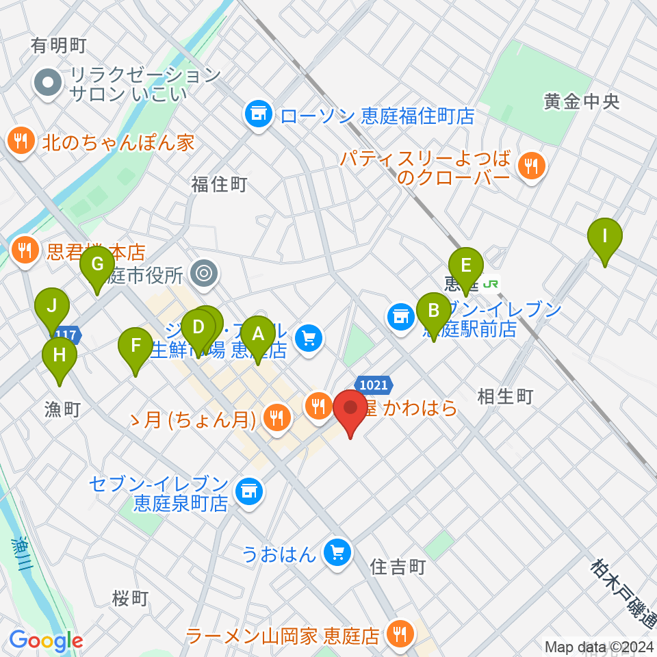 e-niwa（いーにわ）周辺のカフェ一覧地図