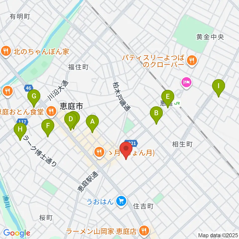 e-niwa（いーにわ）周辺のカフェ一覧地図