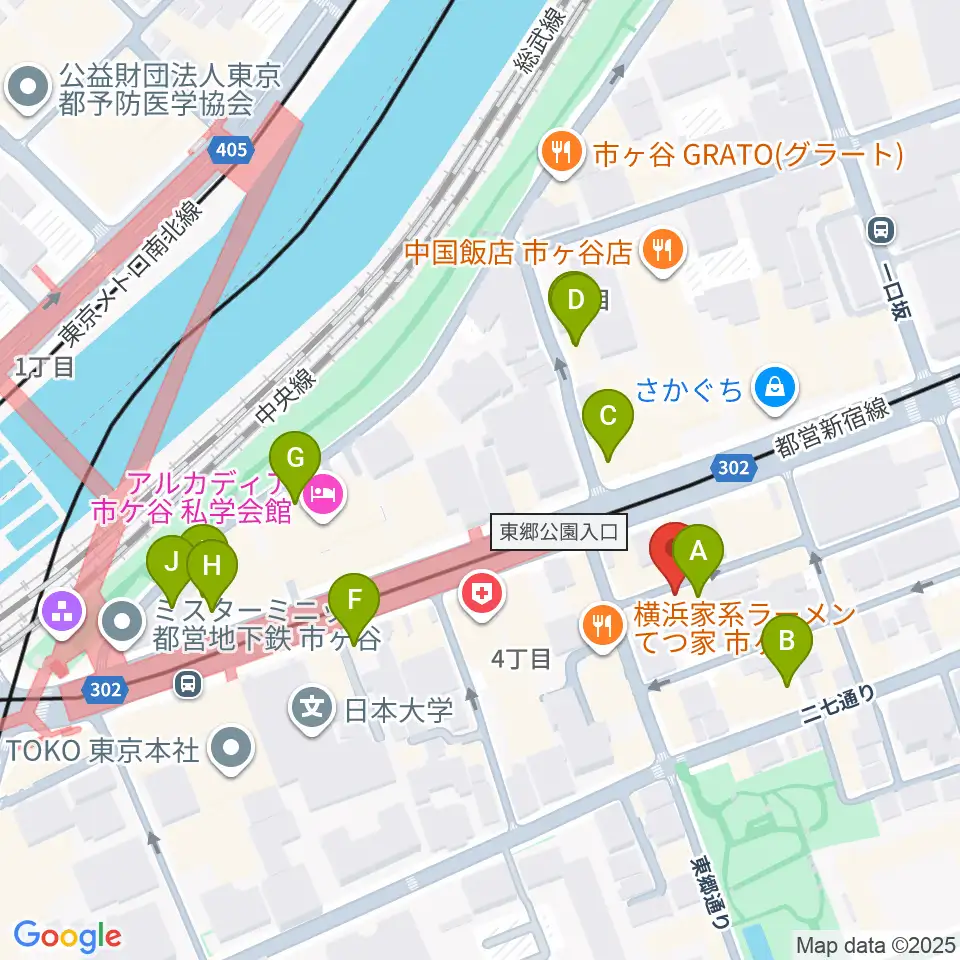 弦楽器Tonica周辺のカフェ一覧地図
