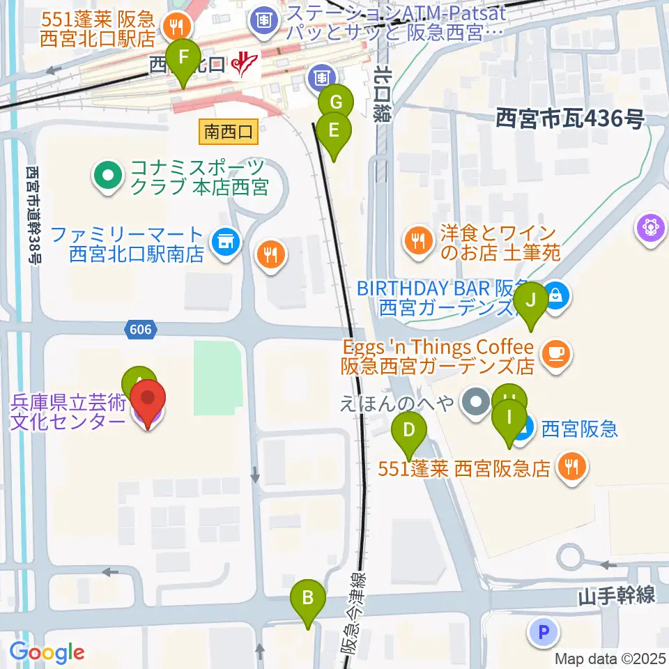 兵庫県立芸術文化センター KOBELCO大ホール周辺のカフェ一覧地図