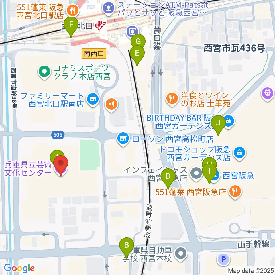 兵庫県立芸術文化センター KOBELCO大ホール周辺のカフェ一覧地図