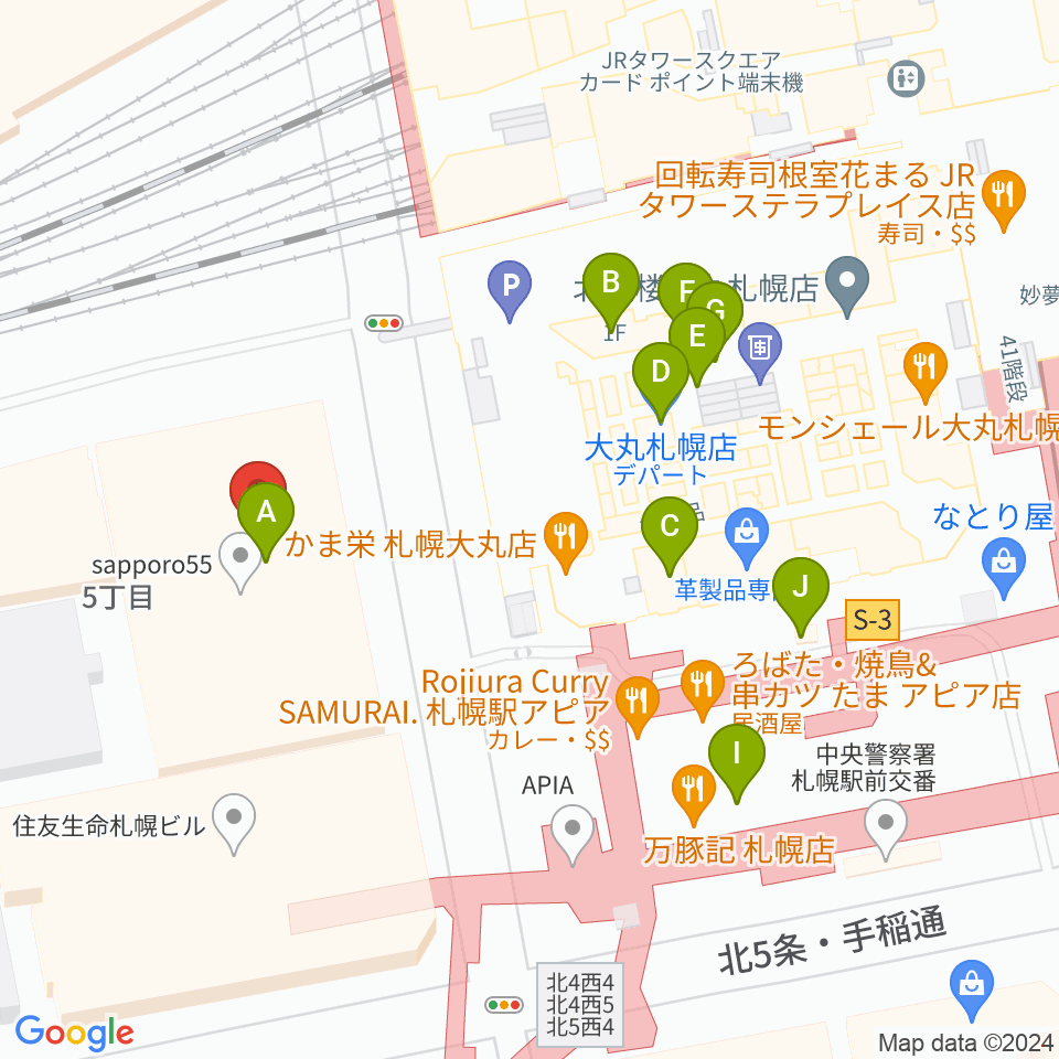 札幌センター ヤマハミュージック周辺のカフェ一覧地図