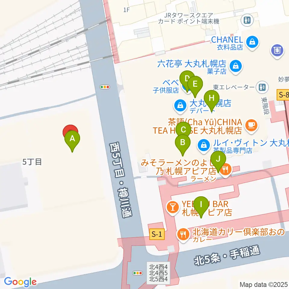 札幌センター ヤマハミュージック周辺のカフェ一覧地図