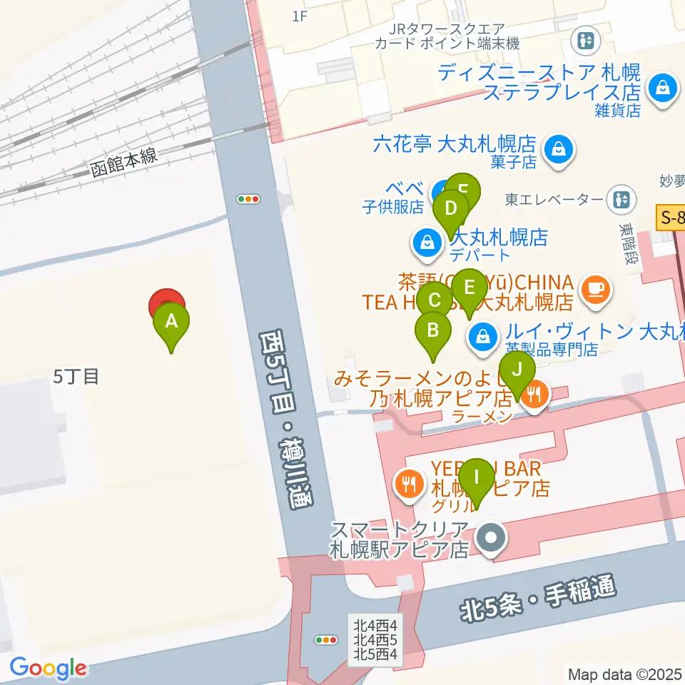 札幌センター ヤマハミュージック周辺のカフェ一覧地図