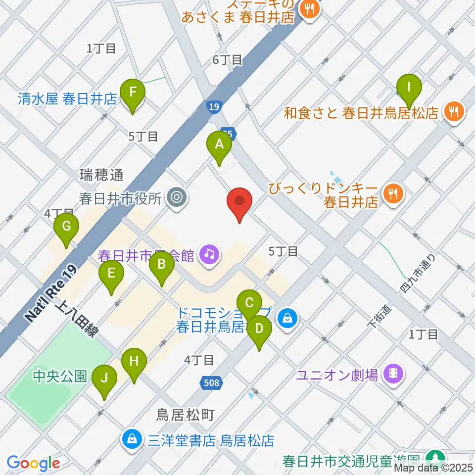 春日井市民会館周辺のカフェ一覧地図