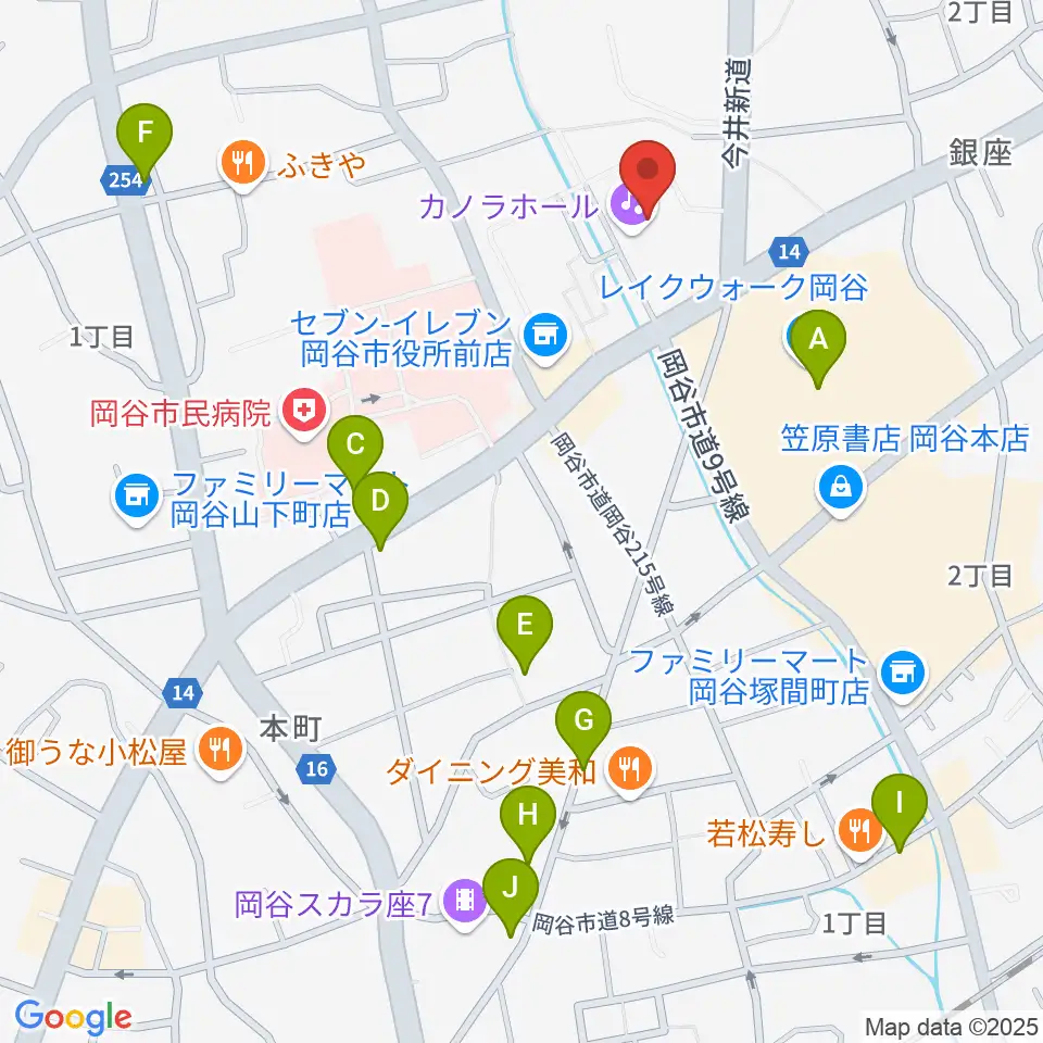 カノラホール 岡谷市文化会館周辺のカフェ一覧地図