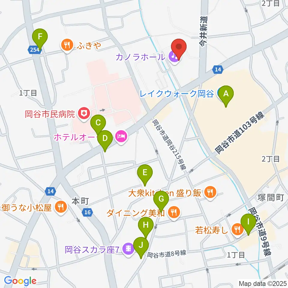 カノラホール 岡谷市文化会館周辺のカフェ一覧地図