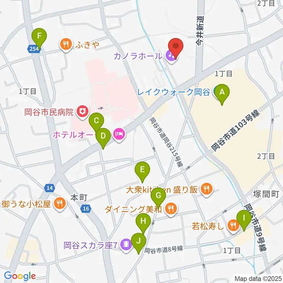 カノラホール 岡谷市文化会館周辺のカフェ一覧地図
