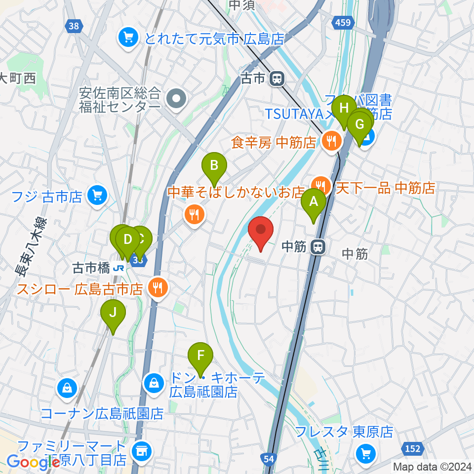 マエダハウジング安佐南区民文化センター周辺のカフェ一覧地図