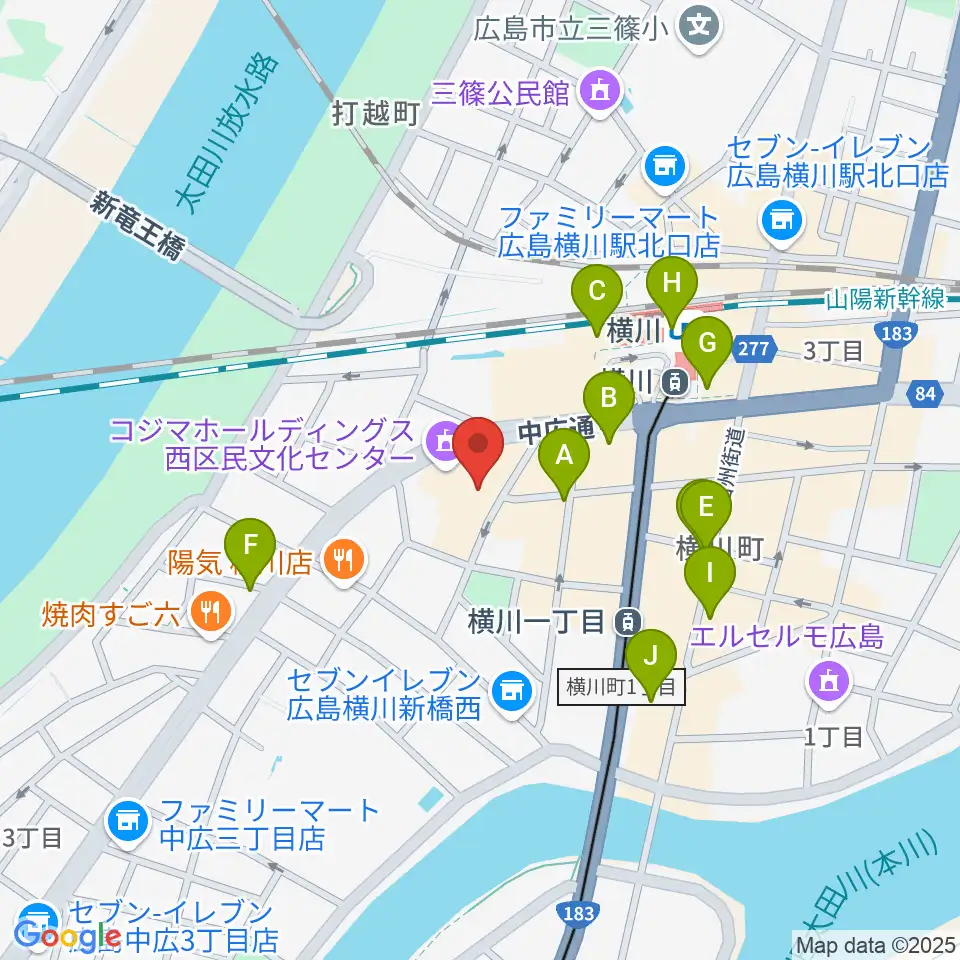 コジマホールディングス西区民文化センター周辺のカフェ一覧地図
