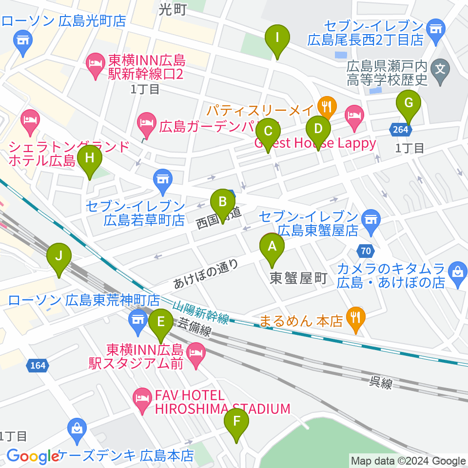 広島市東区民文化センター周辺のカフェ一覧地図