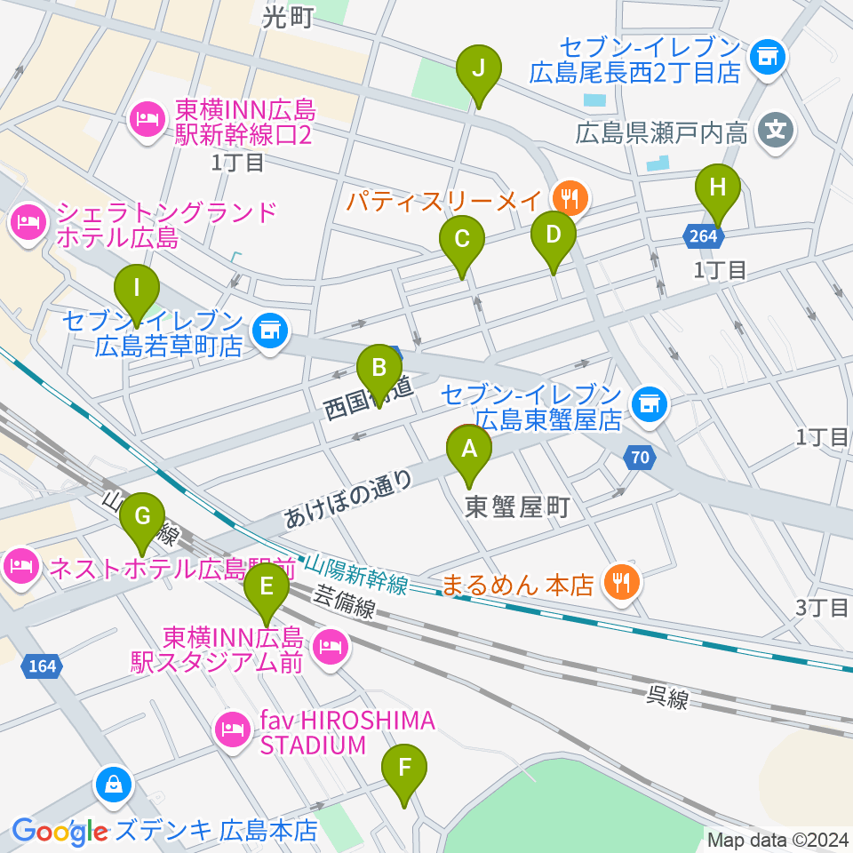 広島市東区民文化センター周辺のカフェ一覧地図