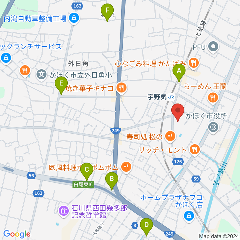 開進堂楽器 MPC宇ノ気周辺のカフェ一覧地図