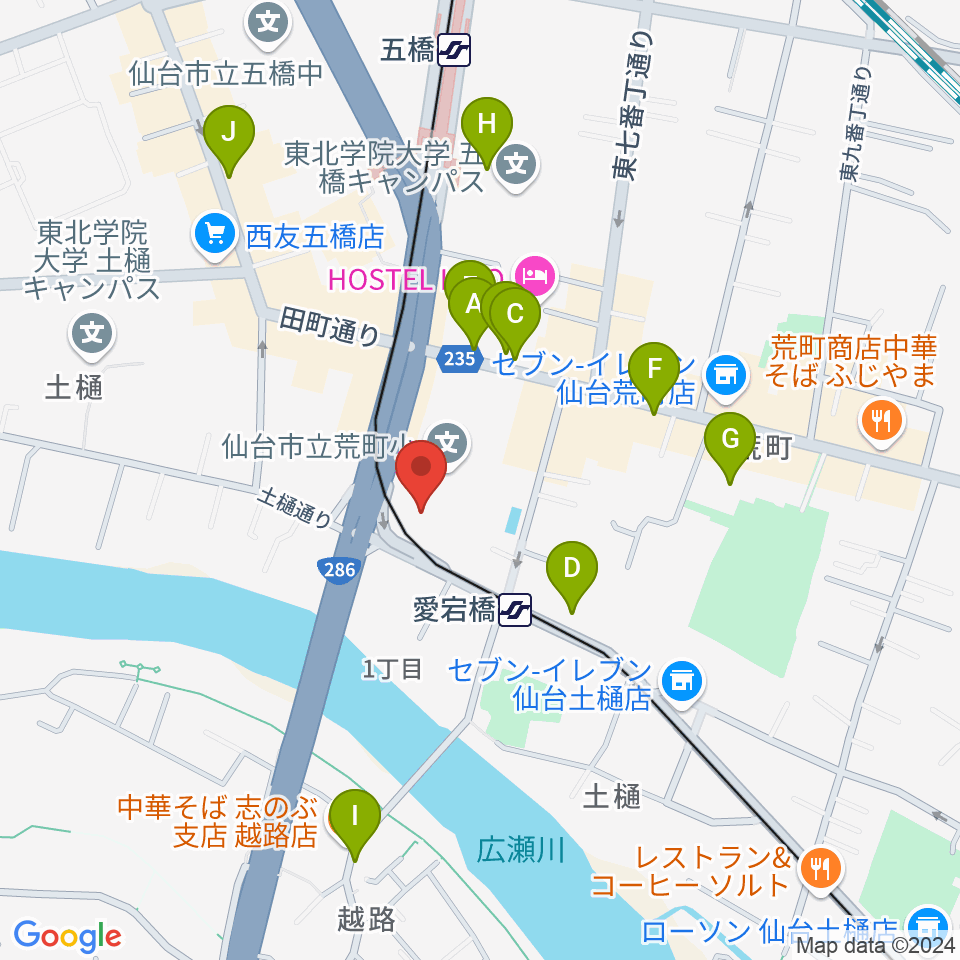 ラジオ3 仙台シティエフエム周辺のカフェ一覧地図