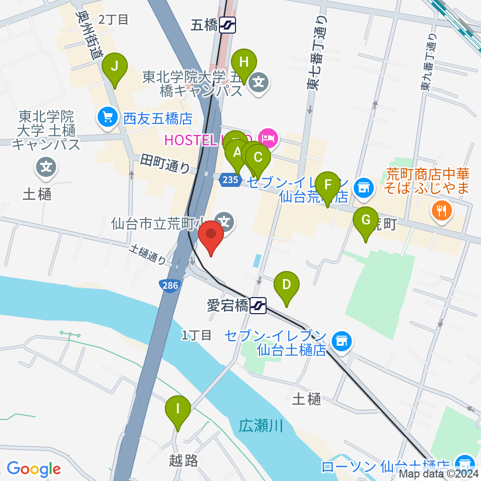 ラジオ3 仙台シティエフエム周辺のカフェ一覧地図