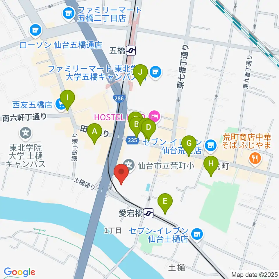 ラジオ3 仙台シティエフエム周辺のカフェ一覧地図