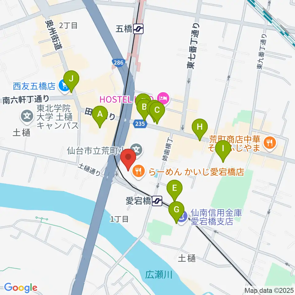 ラジオ3 仙台シティエフエム周辺のカフェ一覧地図