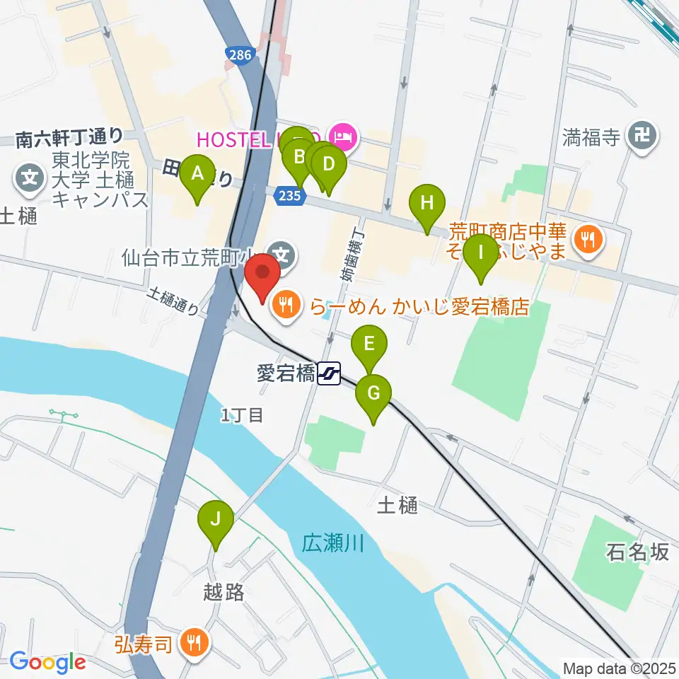 ラジオ3 仙台シティエフエム周辺のカフェ一覧地図