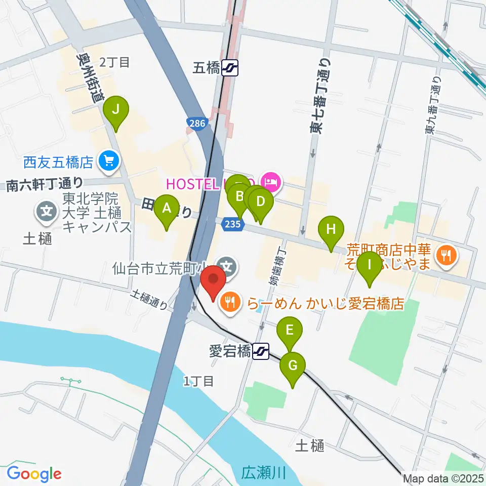 ラジオ3 仙台シティエフエム周辺のカフェ一覧地図
