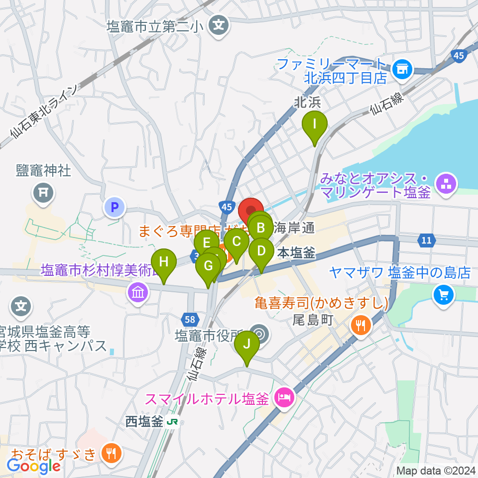 ベイウェーブ周辺のカフェ一覧地図