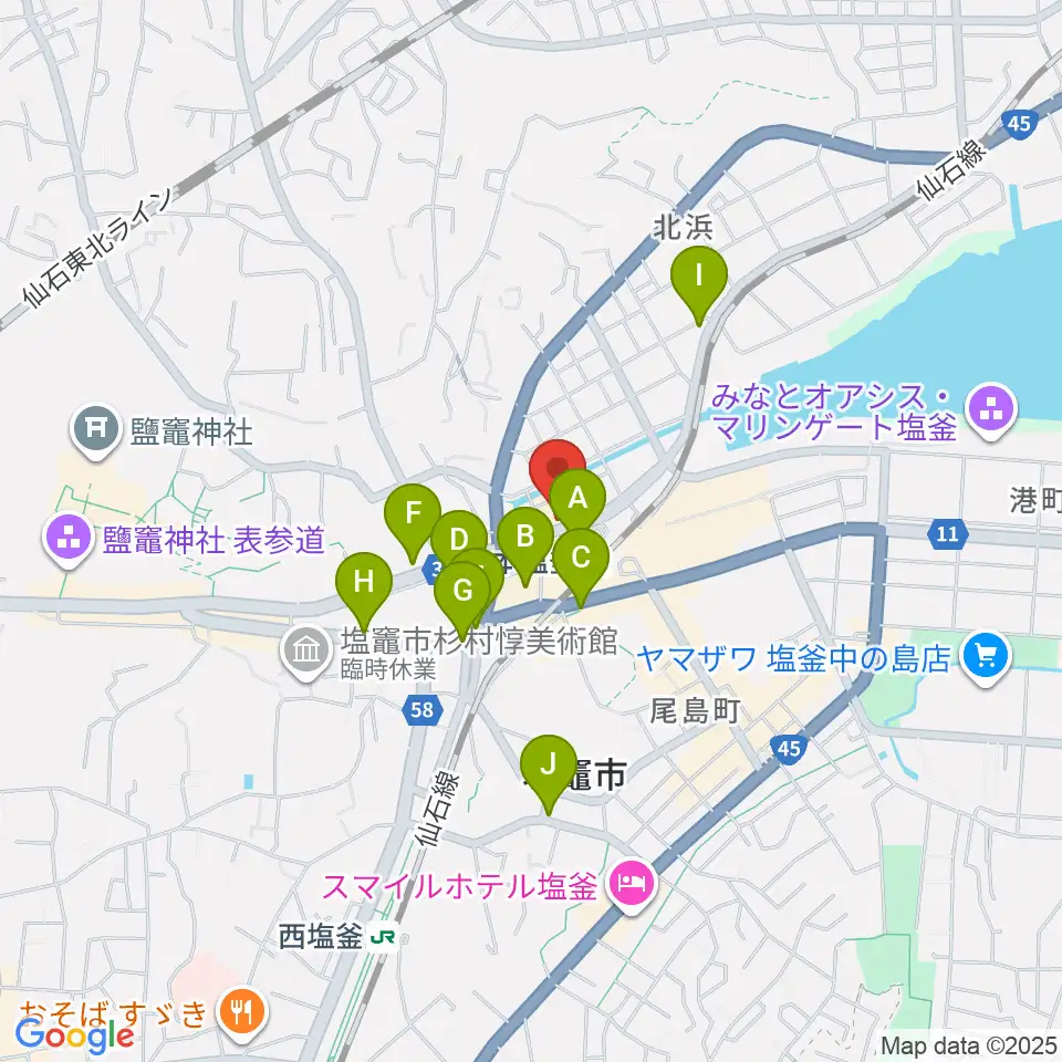 ベイウェーブ周辺のカフェ一覧地図