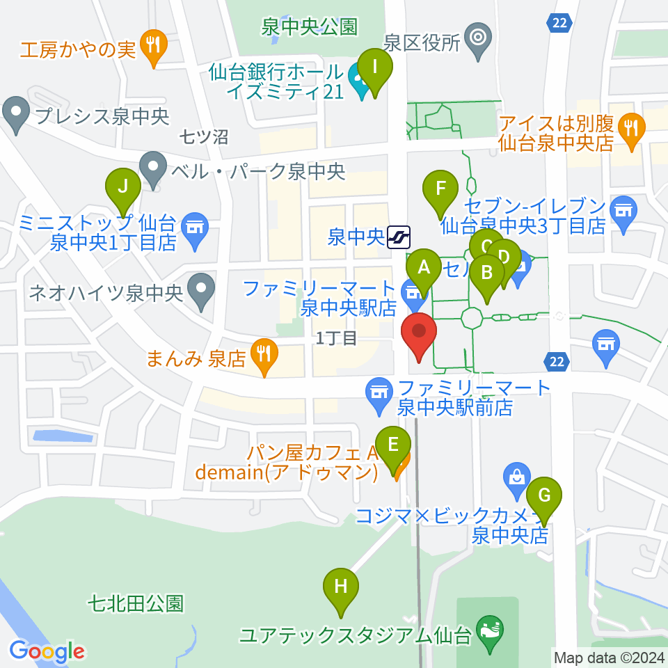 fmいずみ周辺のカフェ一覧地図