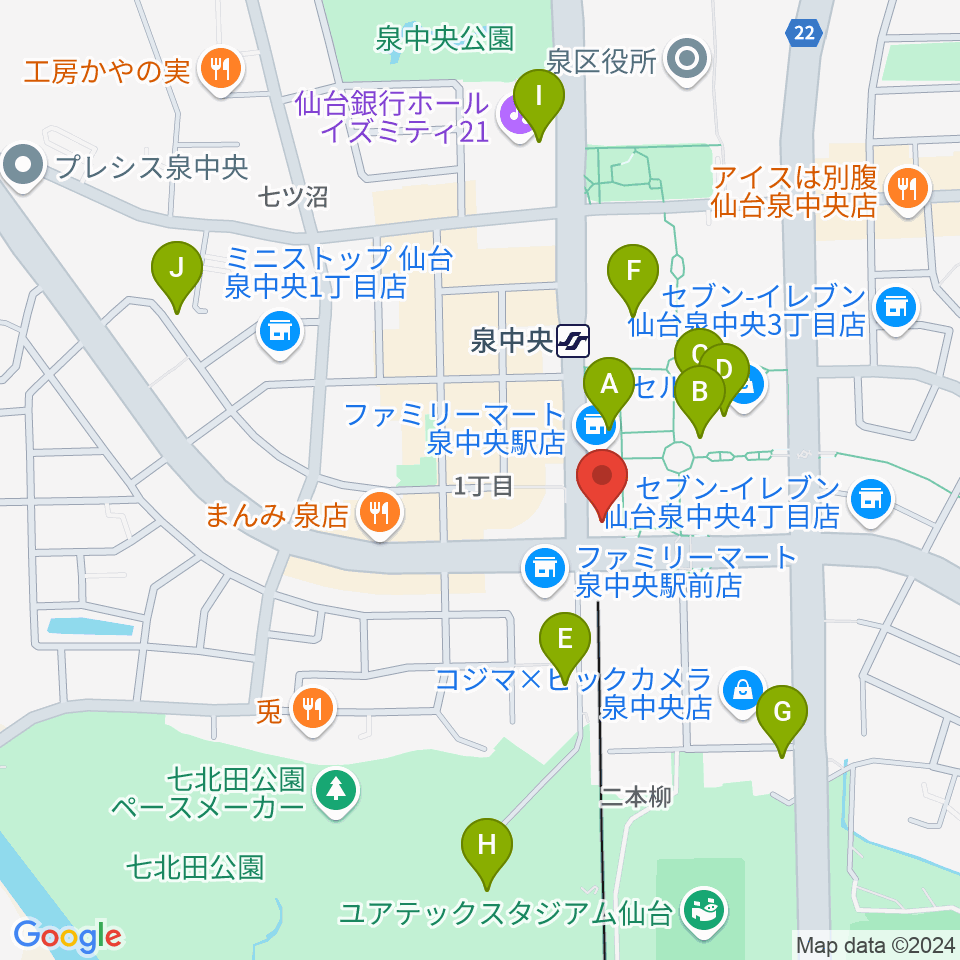 fmいずみ周辺のカフェ一覧地図