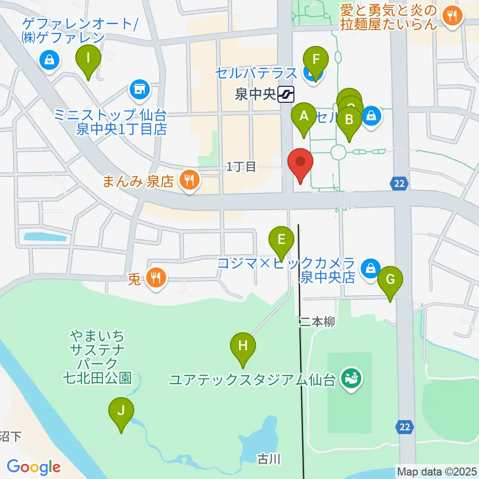 fmいずみ周辺のカフェ一覧地図