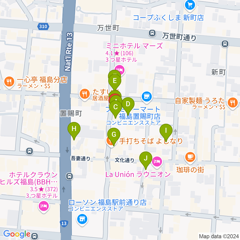 エフエムポコ周辺のカフェ一覧地図