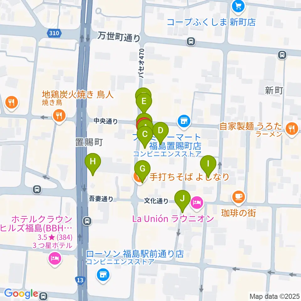 エフエムポコ周辺のカフェ一覧地図