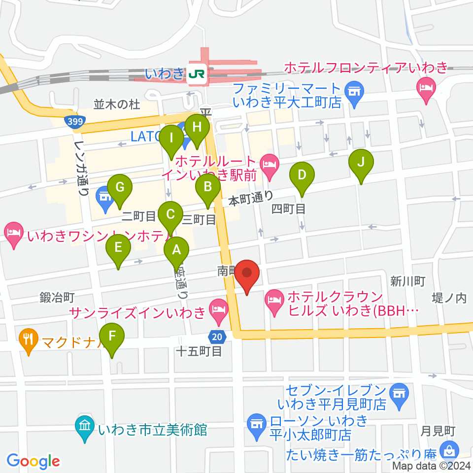 FMいわき周辺のカフェ一覧地図