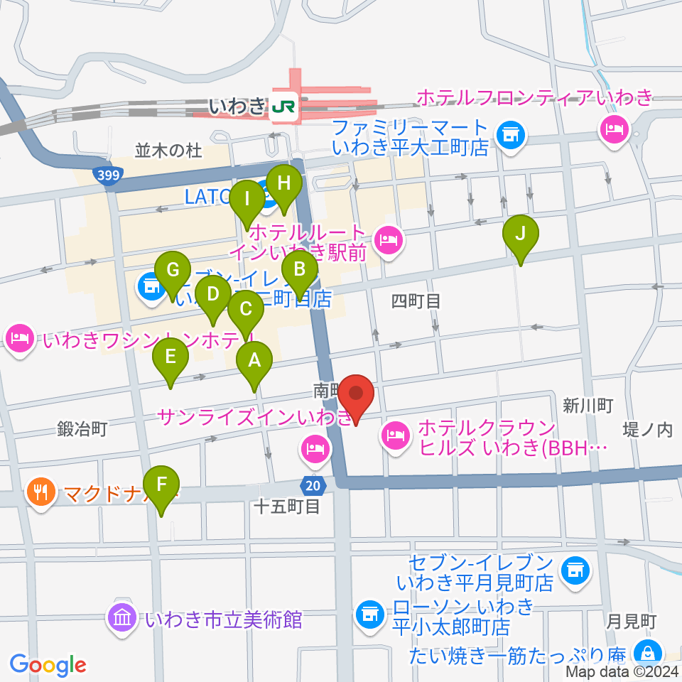 FMいわき周辺のカフェ一覧地図