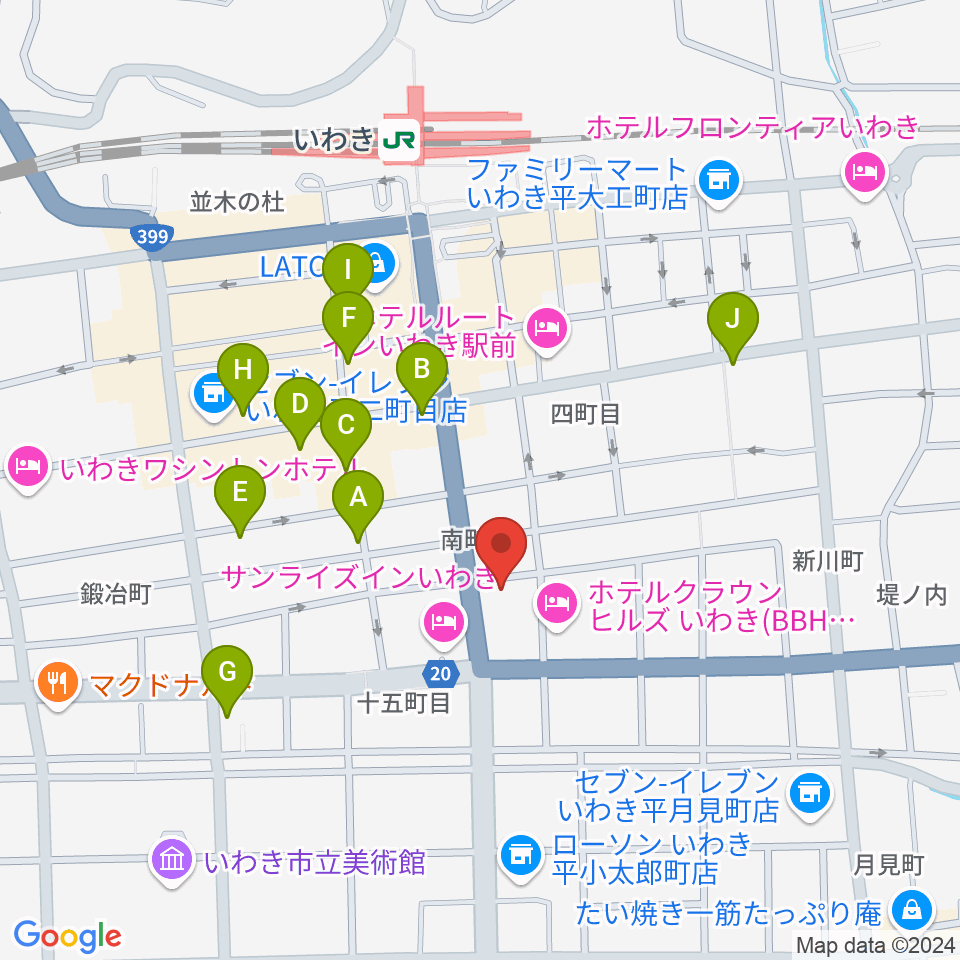 FMいわき周辺のカフェ一覧地図