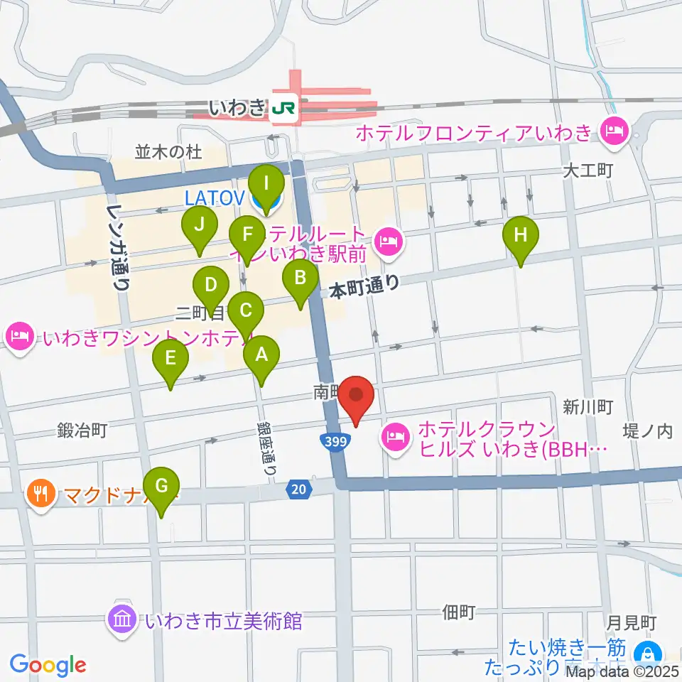 FMいわき周辺のカフェ一覧地図