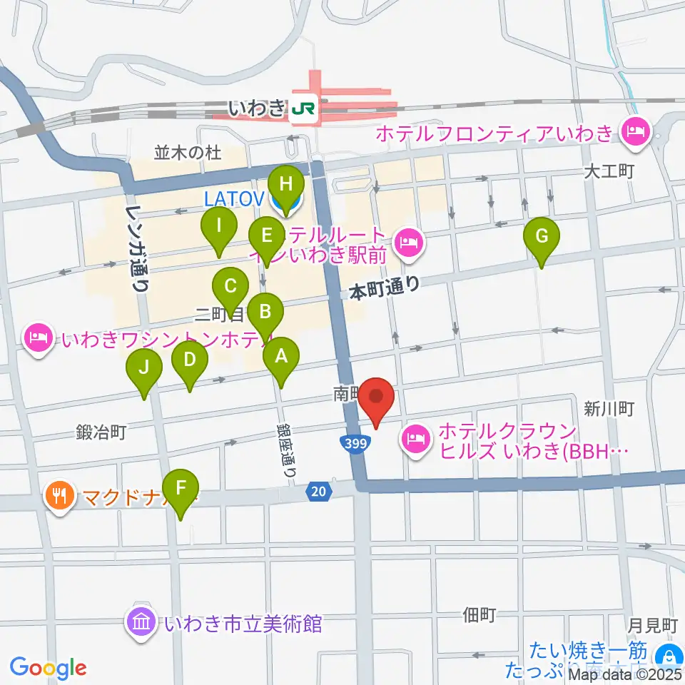FMいわき周辺のカフェ一覧地図