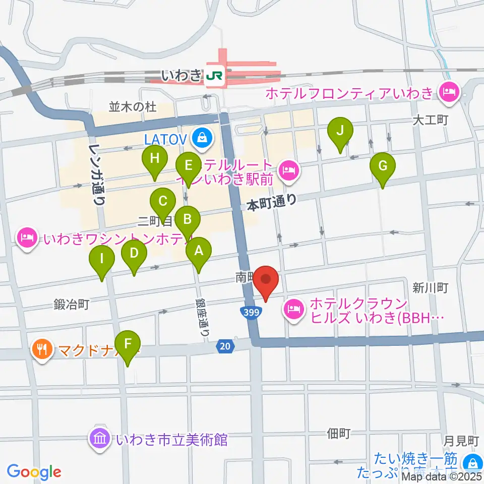 FMいわき周辺のカフェ一覧地図